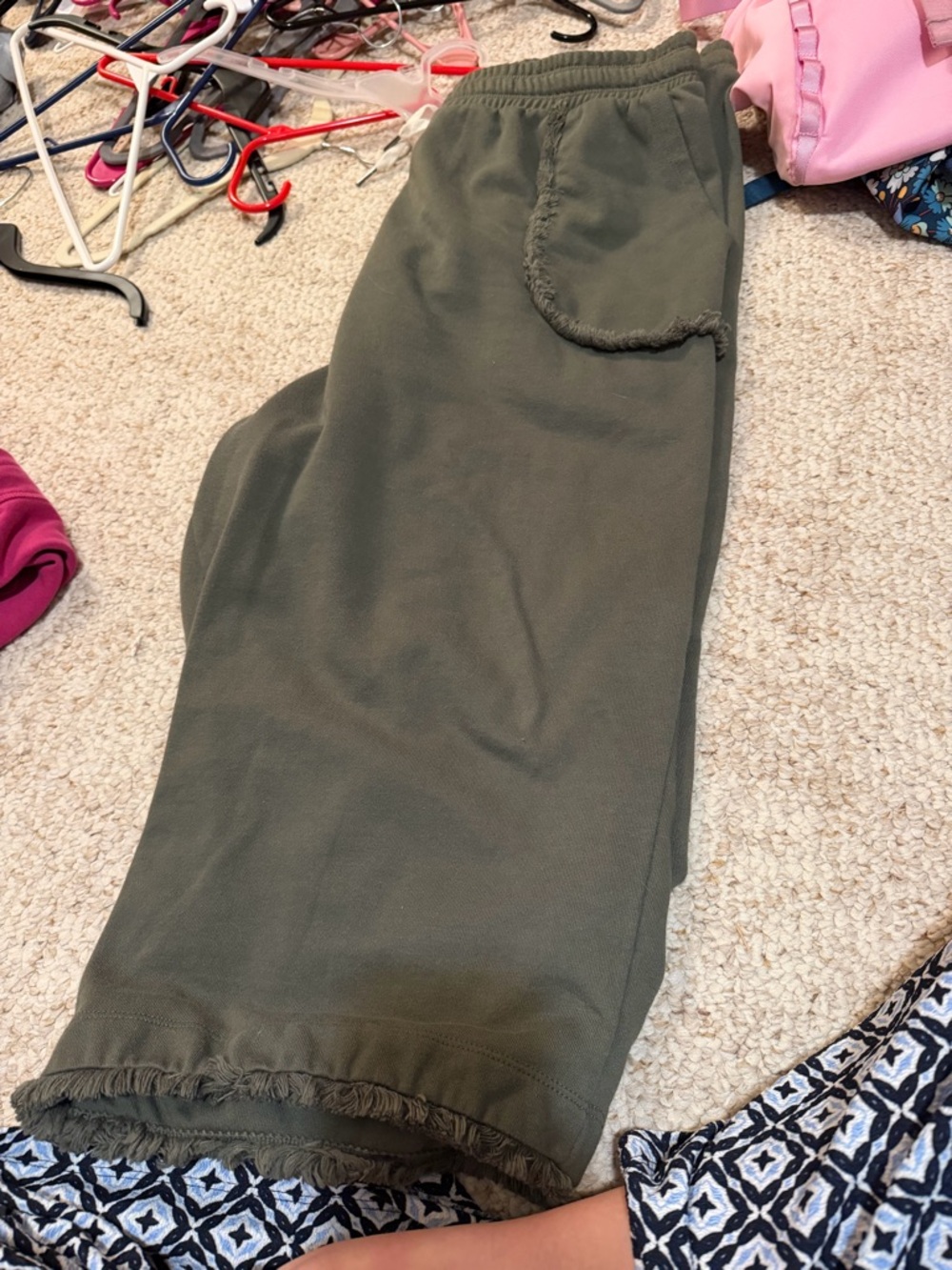 Olive Green Crop Womens Bottoms